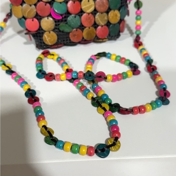 Vintage Brown and Multi-Colored Beaded Flower Crossbody Boho Purse - Picture 8 of 10